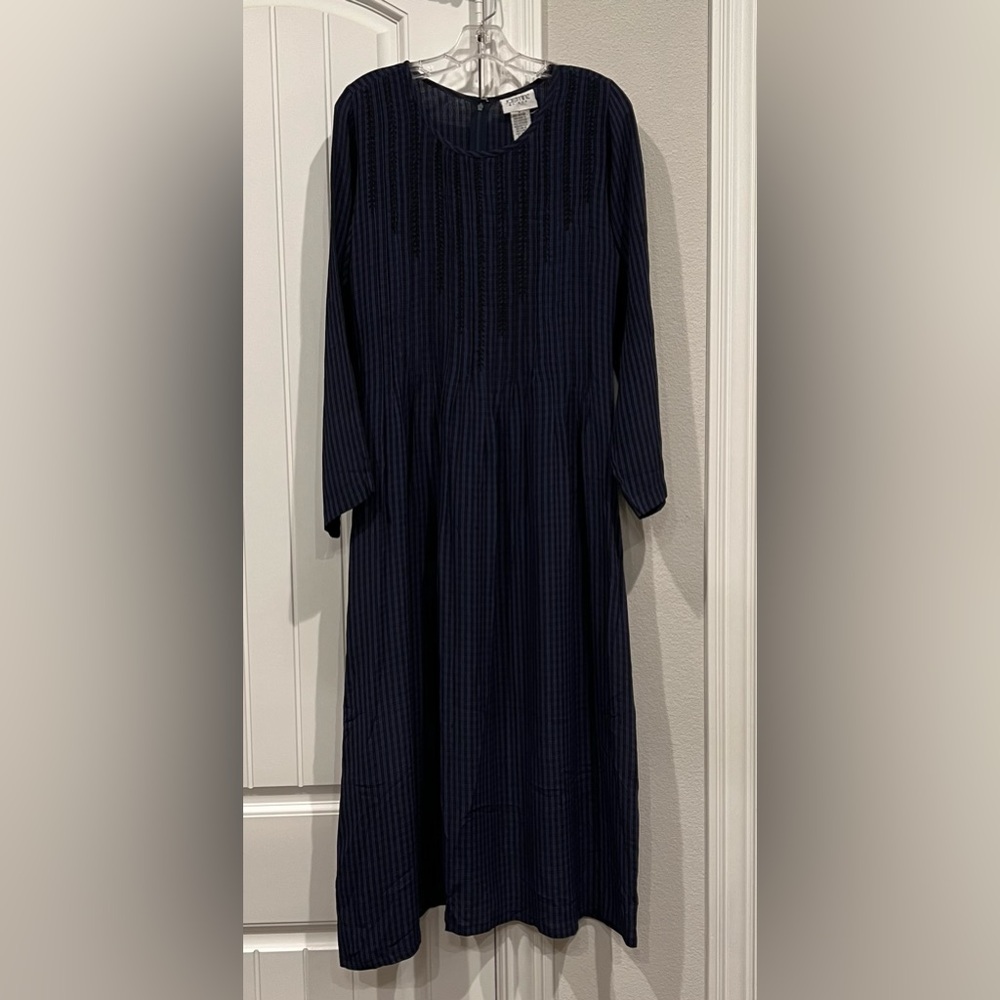 Striped Blue Maxi Long Sleeve Dress